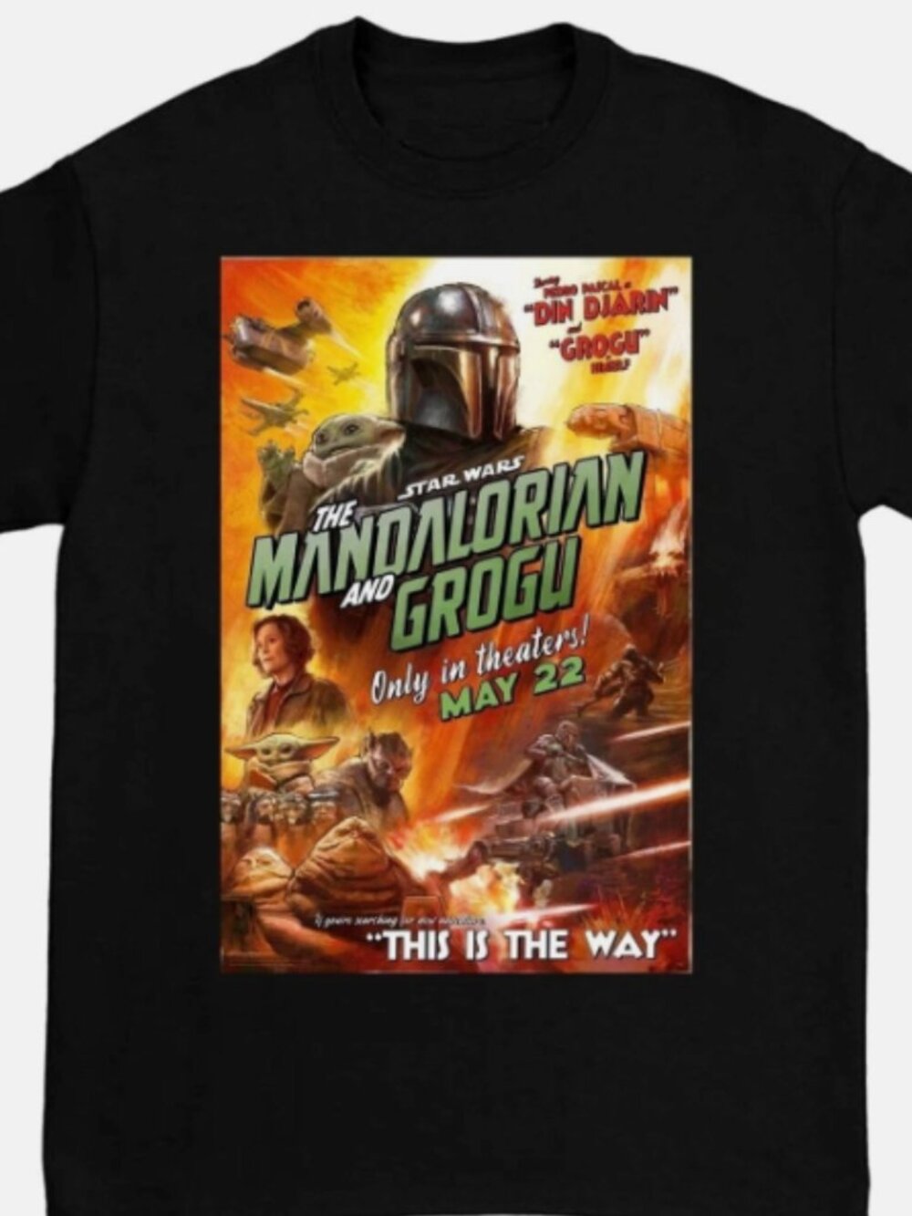 Vintage Mandalorian And Grogu Movie Tee Star Wars Retro Y2K Graphic Shirt